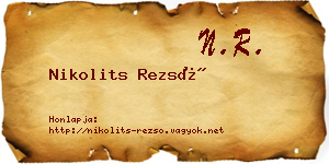 Nikolits Rezső névjegykártya